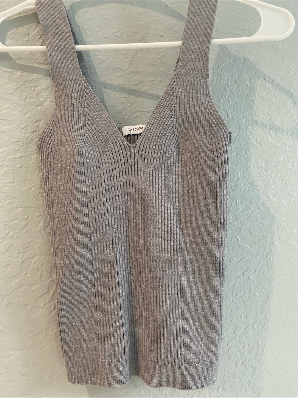 LASCANA Ribbed Knit Tank Top in Light Gray - Picture 4 of 5
